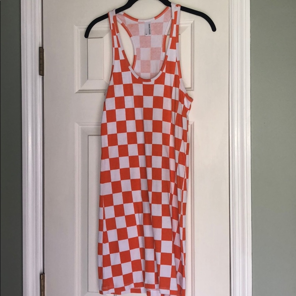 Game Bibs orange and white checkered dress